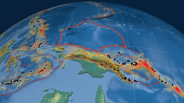 Caroline Tektonische Platte Auf Dem Globus Umrissen Topographische Reliefkarte Rendering — Stockfoto