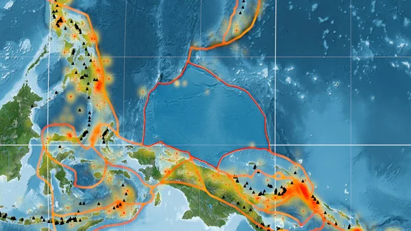 Placa Tectónica Caroline Esbozada Las Imágenes Satelitales Globales Proyección Kavrayskiy — Foto de Stock