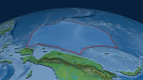 卡洛琳板块在地球上的轮廓 自然地球地形图 3D渲染 — 图库照片
