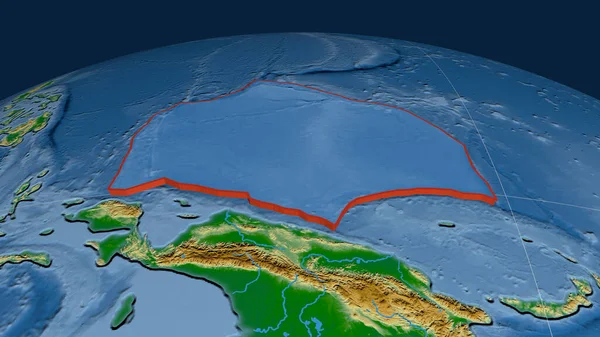 キャロライン テクトニック プレートは地球上で押し出された 地図の色だ 3Dレンダリング — ストック写真