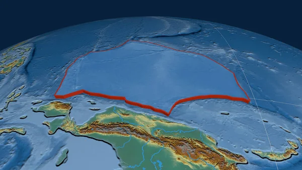 キャロライン テクトニック プレートは地球上で押し出された 地形図の救援地図 3Dレンダリング — ストック写真