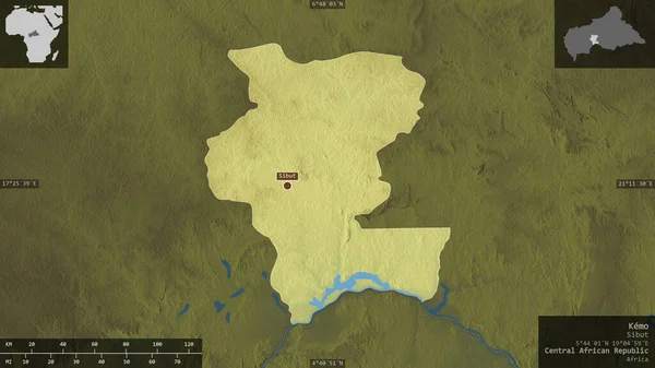 Kemo Νομός Κεντροαφρικανικής Δημοκρατίας Έγχρωμη Ανακούφιση Λίμνες Και Ποτάμια Σχήμα — Φωτογραφία Αρχείου