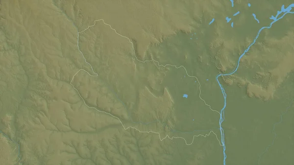 中非共和国洛巴耶省 湖泊和河流的彩色阴影数据 形状与它的国家相对应 3D渲染 — 图库照片