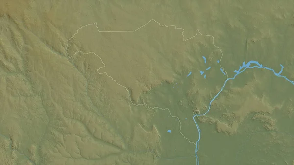 中非共和国奥姆贝拉 姆波科省 湖泊和河流的彩色阴影数据 形状与它的国家相对应 3D渲染 — 图库照片
