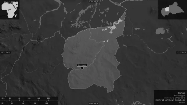 Ouham Νομός Κεντροαφρικανικής Δημοκρατίας Χάρτες Διαβαθμίσεων Του Γκρι Λίμνες Και — Φωτογραφία Αρχείου