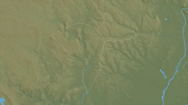 Sangha Mbaere 中非共和国经济特区 湖泊和河流的彩色阴影数据 形状与它的国家相对应 3D渲染 — 图库照片