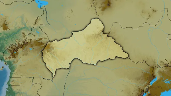 Centralafrikanska Republiken Område Topografisk Reliefkarta Stereografisk Projektion Sammansättning Rasterskikt Med — Stockfoto