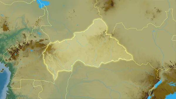 Área República Centro Africana Mapa Topográfico Relevo Projeção Estereográfica Composição — Fotografia de Stock