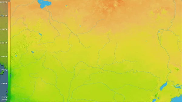 Gemiddelde Dagelijkse Temperatuurvariatie Het Gebied Van Centraal Afrikaanse Republiek Stereografische — Stockfoto