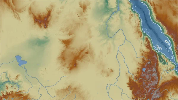 Chade Perspectiva Close País Sem Esboço Mapa Topográfico Relevo — Fotografia de Stock