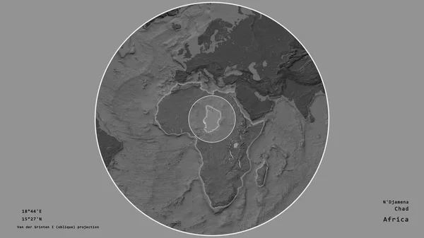 Zona Chad Marcada Con Círculo Mapa Gran Escala Del Continente — Foto de Stock