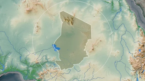 Rozšířená Oblast Čadu Obklopená Kruhem Pozadí Jeho Okolí Barevná Fyzická — Stock fotografie