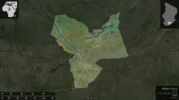 Moyen Chari Περιοχή Του Τσαντ Δορυφορικές Εικόνες Σχήμα Που Παρουσιάζεται — Φωτογραφία Αρχείου