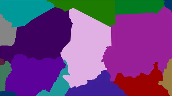 行政区划地图上的乍得地区立体投影 栅格层的原始组成 — 图库照片