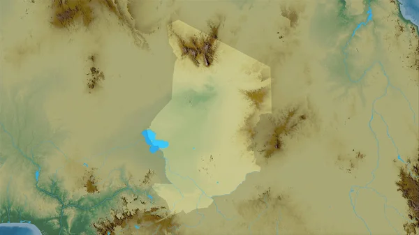 立体投影地形图上的乍得地区 栅格层的原始组成 — 图库照片