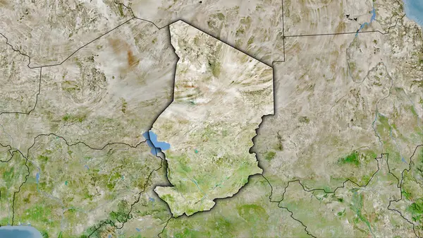 Área Chade Satélite Mapa Projeção Estereográfica Composição Bruta Camadas Raster — Fotografia de Stock
