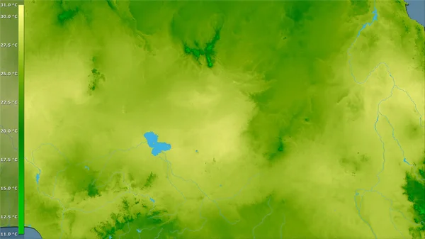 Temperatura Media Anual Dentro Del Área Chad Proyección Estereográfica Con — Foto de Stock