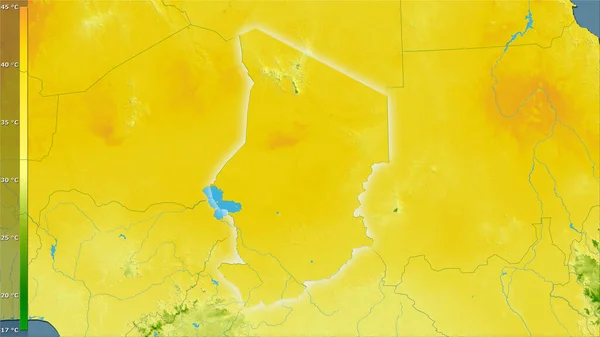 Максимальна Температура Найтеплішого Місяця Районі Чаду Стереографічній Проекції Легендою Сирою — стокове фото
