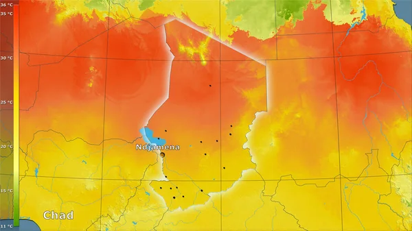 Temperatura Media Del Cuarto Más Cálido Dentro Del Área Chad — Foto de Stock