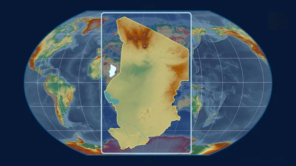 Vista Ampliada Del Esquema Chad Con Líneas Perspectiva Contra Mapa —  Fotos de Stock
