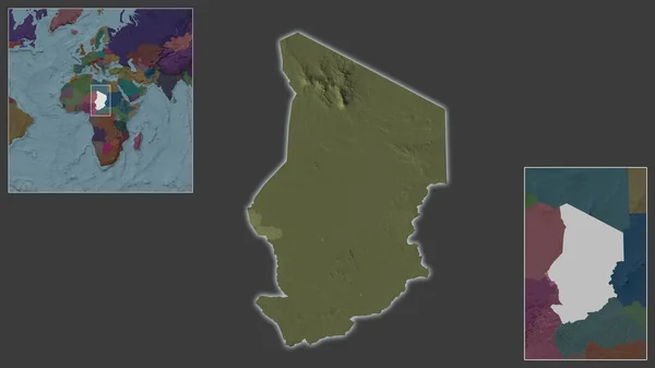 Крупный План Чада Расположение Регионе Центре Крупномасштабной Карты Мира Цветная — стоковое фото
