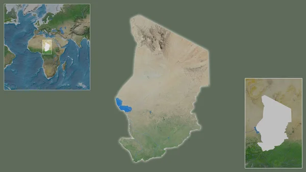 Primer Plano Chad Ubicación Región Centro Mapa Mundial Gran Escala — Foto de Stock