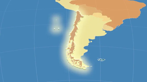 Chile Barrio Perspectiva Oblicua Distante Forma Brillaba Mapa Color Las —  Fotos de Stock