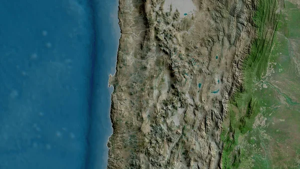 Antofagasta Regionen Chile Satellitbilder Form Som Skisseras Mot Dess Landområde — Stockfoto