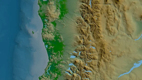 Araucania Regio Van Chili Gekleurde Schaduwgegevens Met Meren Rivieren Vorm — Stockfoto