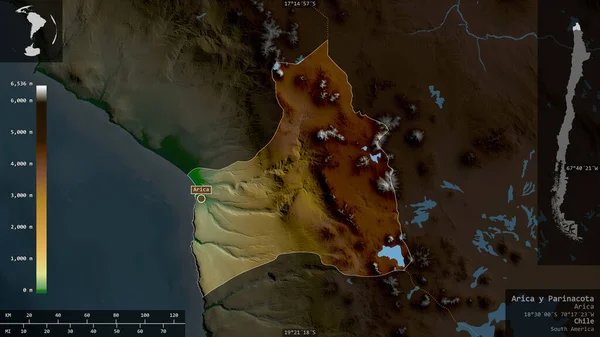 Arica Parinacota Region Chile Farbige Shader Daten Mit Seen Und — Stockfoto