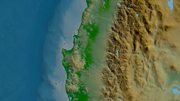 Bio Bio Regionen Chile Färgade Skuggdata Med Sjöar Och Floder — Stockfoto