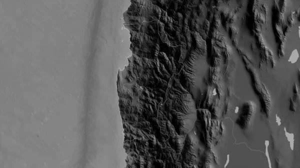 チリの地方 コキンボ 湖や川とグレースケールの地図 形状は その国の領域に対して概説 3Dレンダリング — ストック写真