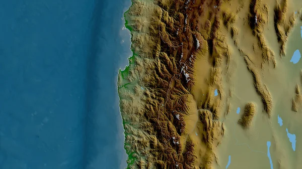 Coquimbo Regio Van Chili Gekleurde Schaduwgegevens Met Meren Rivieren Vorm — Stockfoto