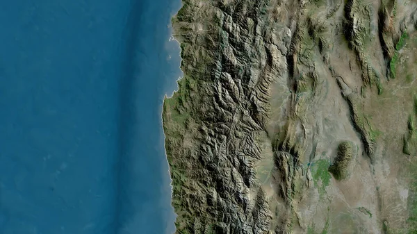 Coquimbo Regiunea Chile Imagini Prin Satelit Forma Conturată Împotriva Zonei — Fotografie, imagine de stoc