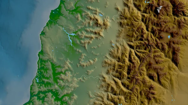 リベルタドール ベルナルド オヒギンズ将軍 チリの地域 湖や川と色シェーダーデータ 形状は その国の領域に対して概説 3Dレンダリング — ストック写真