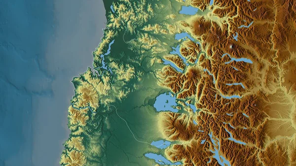 Los Rios Region Chile Kolorowa Ulga Jeziorami Rzekami Kształt Nakreślony — Zdjęcie stockowe