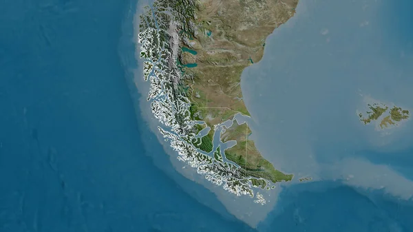 Magallanes Antartica Chilena Regione Cile Immagini Satellitari Forma Delineata Contro — Foto Stock