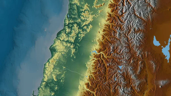 Мауле Область Чили Цветной Рельеф Озерами Реками Форма Очерченная Против — стоковое фото