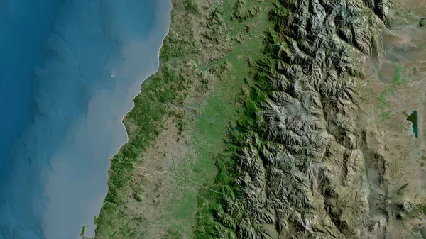 Мауле Область Чили Спутниковые Снимки Форма Очерченная Против Территории Рендеринг — стоковое фото