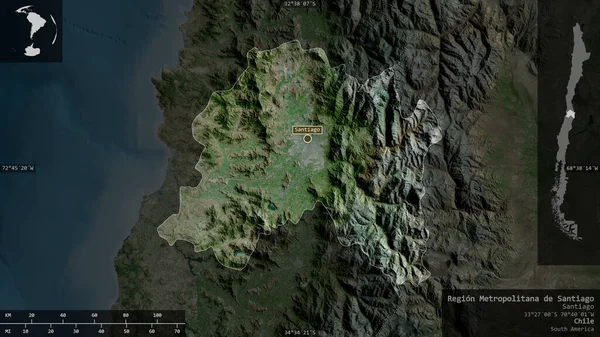 Region Metropolitana Santiago Region Von Chile Satellitenbilder Gestalt Die Sich — Stockfoto