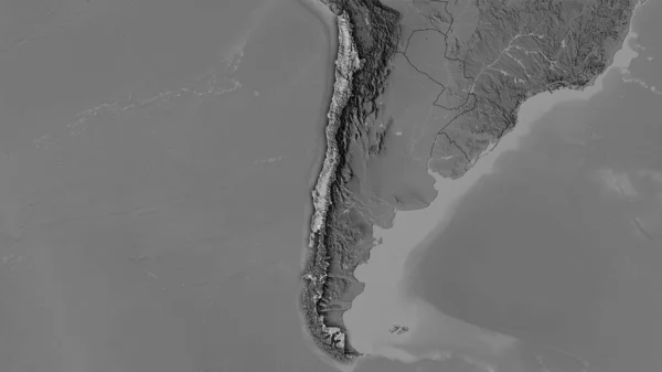 Chile Area Grayscale Elevation Map Stereographic Projection Raw Composition Raster — Stock Photo, Image