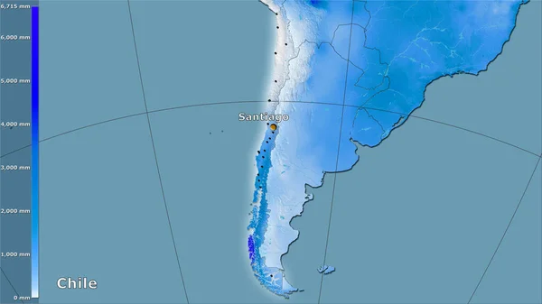 Precipitación Anual Dentro Del Área Chile Proyección Estereográfica Con Leyenda —  Fotos de Stock