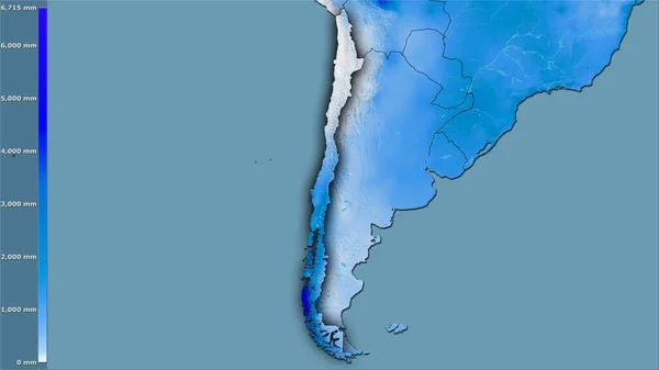 Precipitazioni Annuali Nell Area Cilena Nella Proiezione Stereografica Con Leggenda — Foto Stock
