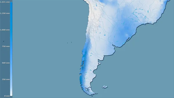 Neerslag Van Koudste Wijk Het Chileense Gebied Stereografische Projectie Met — Stockfoto