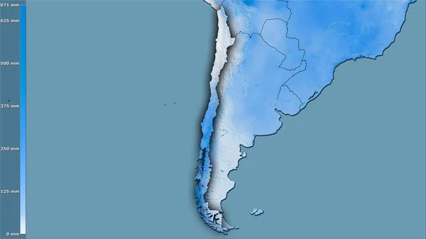 Précipitation Mois Humide Dans Région Chili Dans Projection Stéréographique Avec — Photo