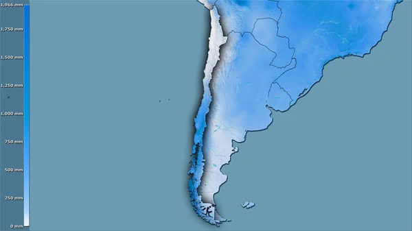 Opady Najwilgotniejszych Kwartałów Obszarze Chile Projekcji Stereograficznej Legendą Surowa Kompozycja — Zdjęcie stockowe