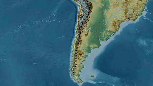 Obszar Chile Topograficznej Mapie Ulg Projekcji Stereograficznej Surowa Kompozycja Warstw — Zdjęcie stockowe