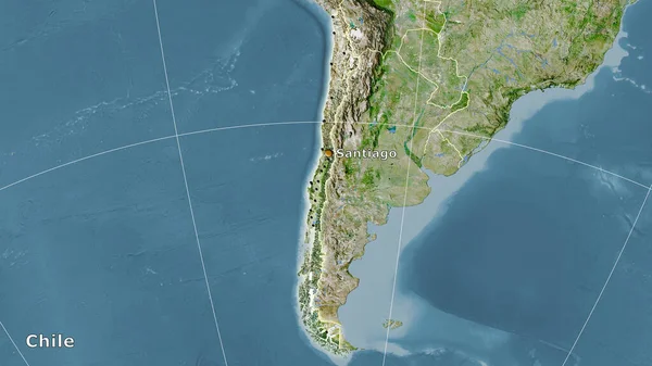Chile Gebiet Auf Dem Satelliten Eine Karte Der Stereographischen Projektion — Stockfoto