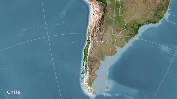 Chile area on the satellite C map in the stereographic projection - main composition