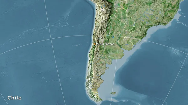 Территория Чили Спутниковой Карте Стереографической Проекции Основная Композиция — стоковое фото